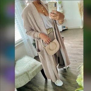 MaxSport Long Cardigan Duster Sand Nude Large